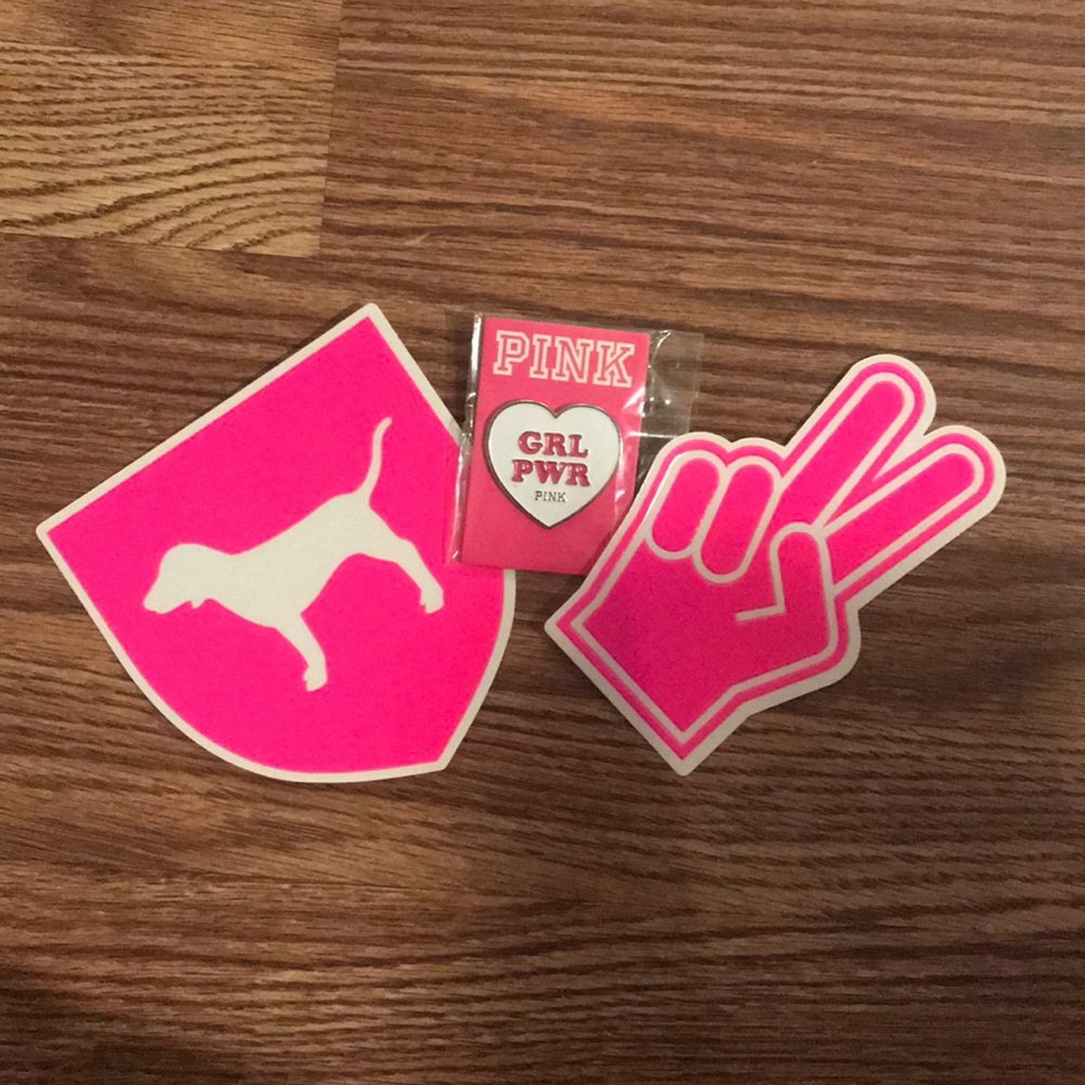Pink Victoria’s Secret Stickers And Brooch